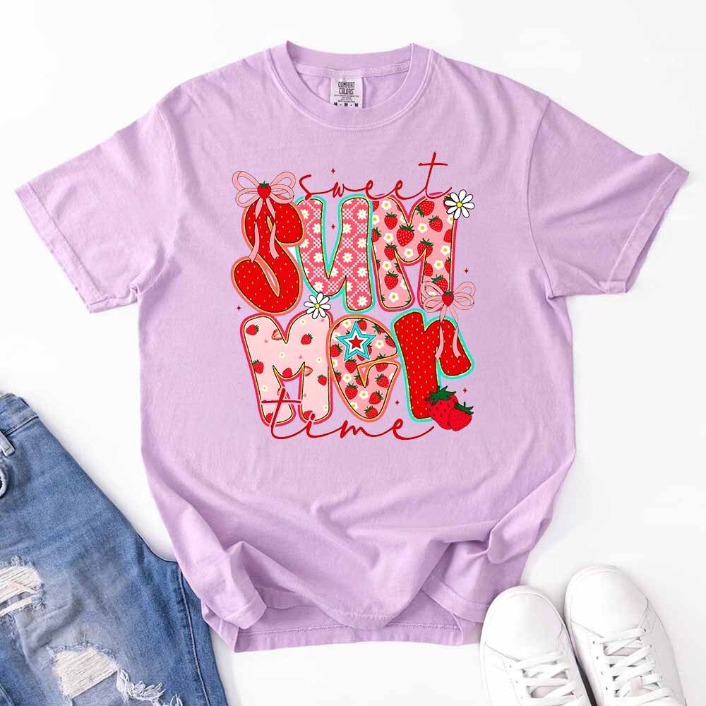 Sweet Summertime Graphic Tee â€?Cute Retro Summer T-Shirt, Aesthetic Beach Vibes, Casual Trendy Outfit