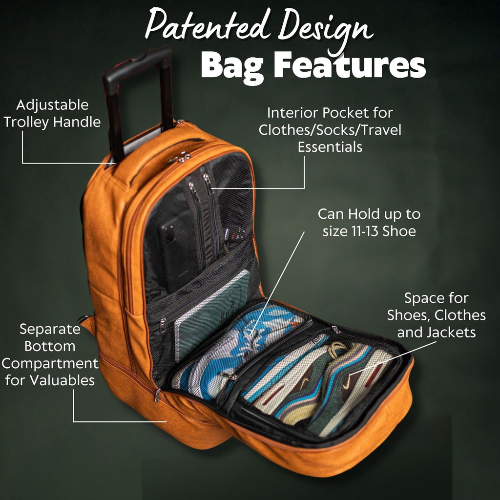 Brown Leather Carry-On Patented Roller Bag (Only 150 Made)