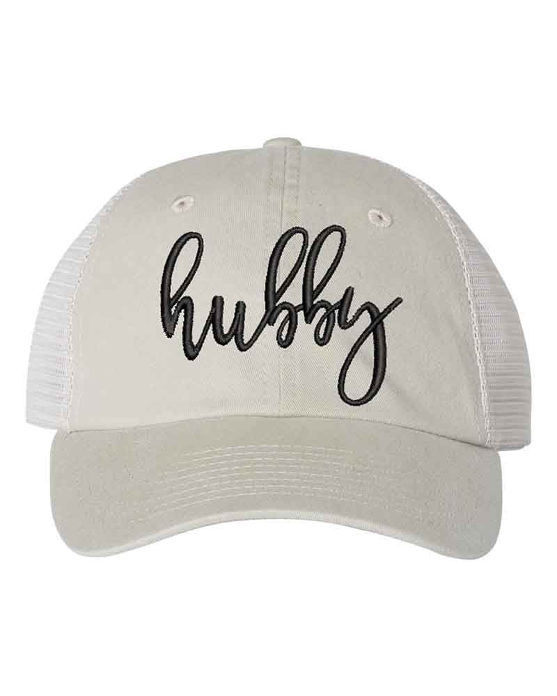 Embroidered Wifey/Hubby Pigment-Dyed Trucker Hat â€?Anniversary Gift Cap