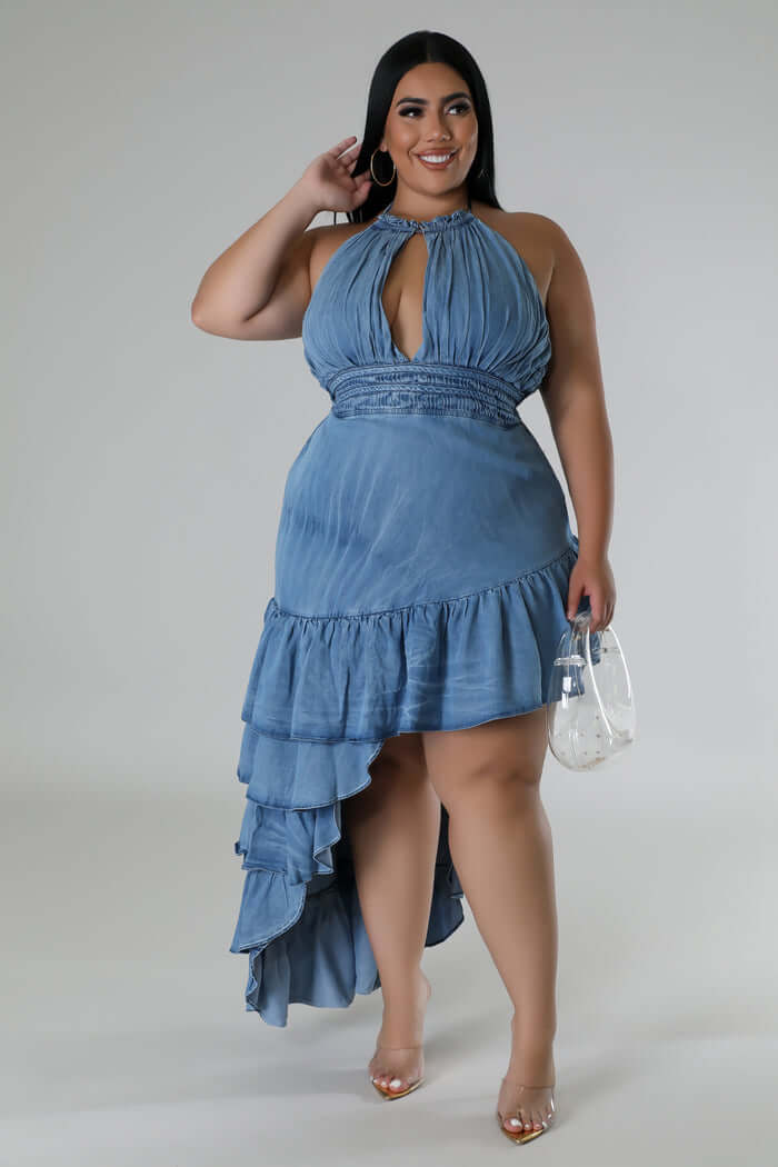 SHIMMY COCO | DENIM RUFFLE DRESS