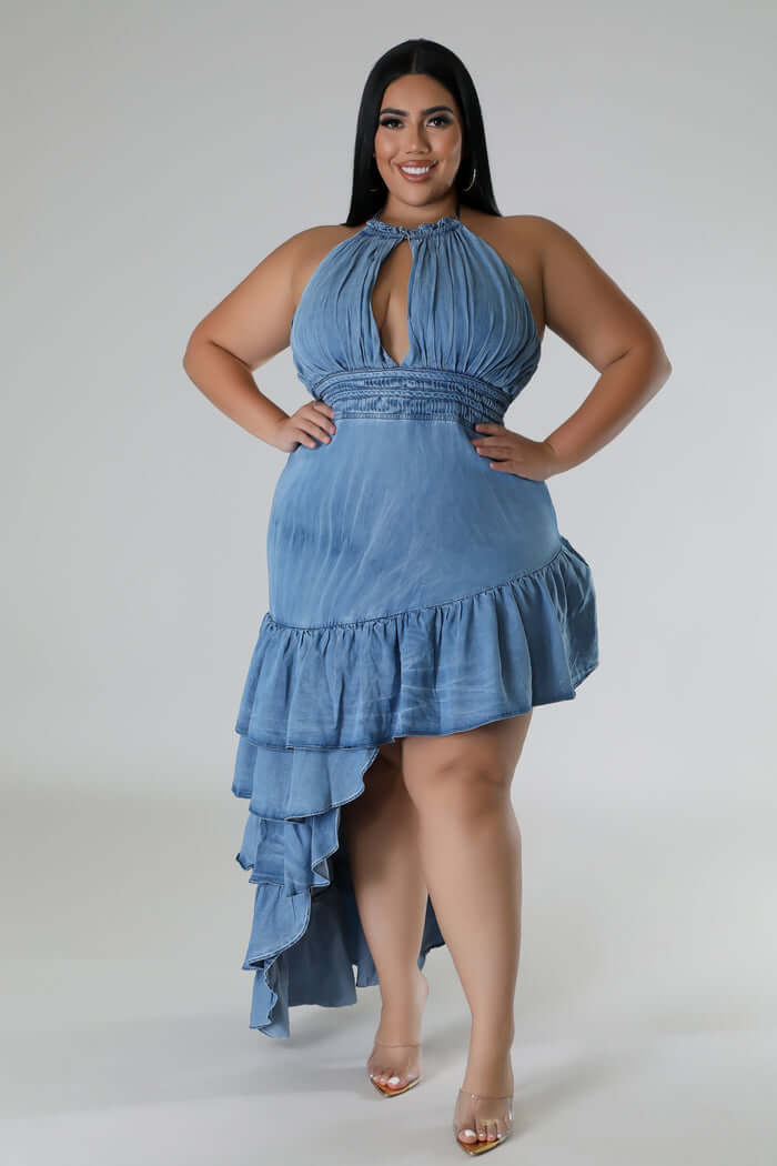 SHIMMY COCO | DENIM RUFFLE DRESS