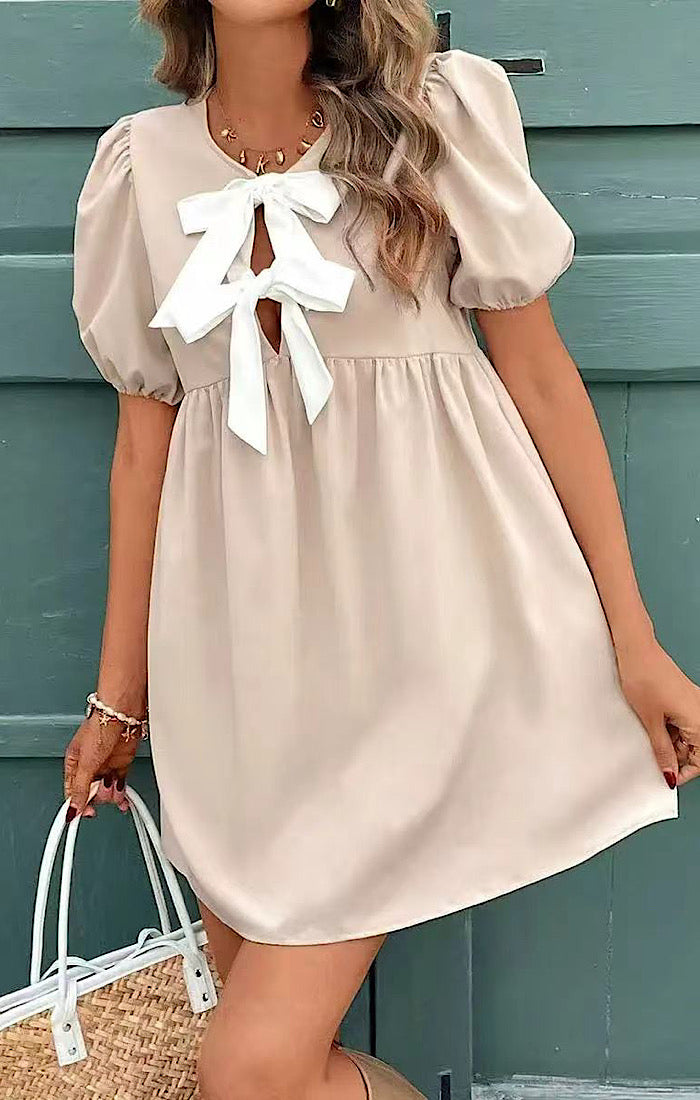 Tie front babydoll dress