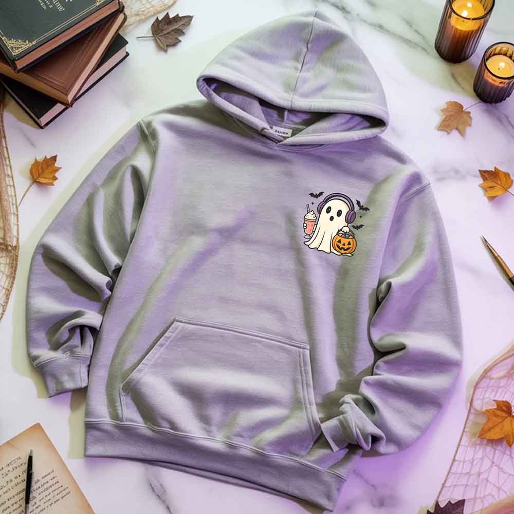 Little Ghost Iced Coffee Hoodie â€?Cute Halloween Ghost Hoodie