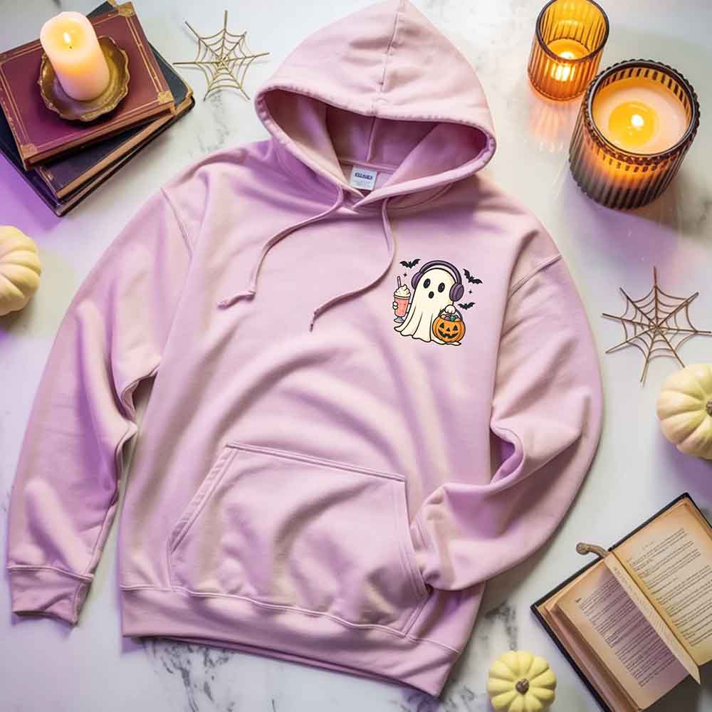 Little Ghost Iced Coffee Hoodie â€?Cute Halloween Ghost Hoodie