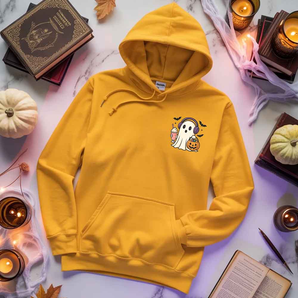 Little Ghost Iced Coffee Hoodie â€?Cute Halloween Ghost Hoodie