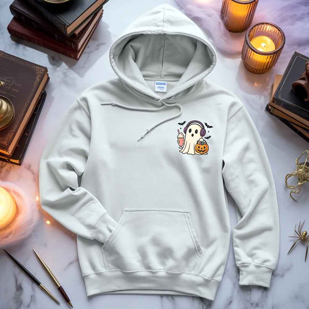 Little Ghost Iced Coffee Hoodie â€?Cute Halloween Ghost Hoodie