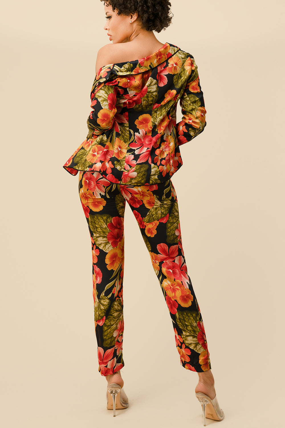 Long Sleeve Printed Blazer Pant Set