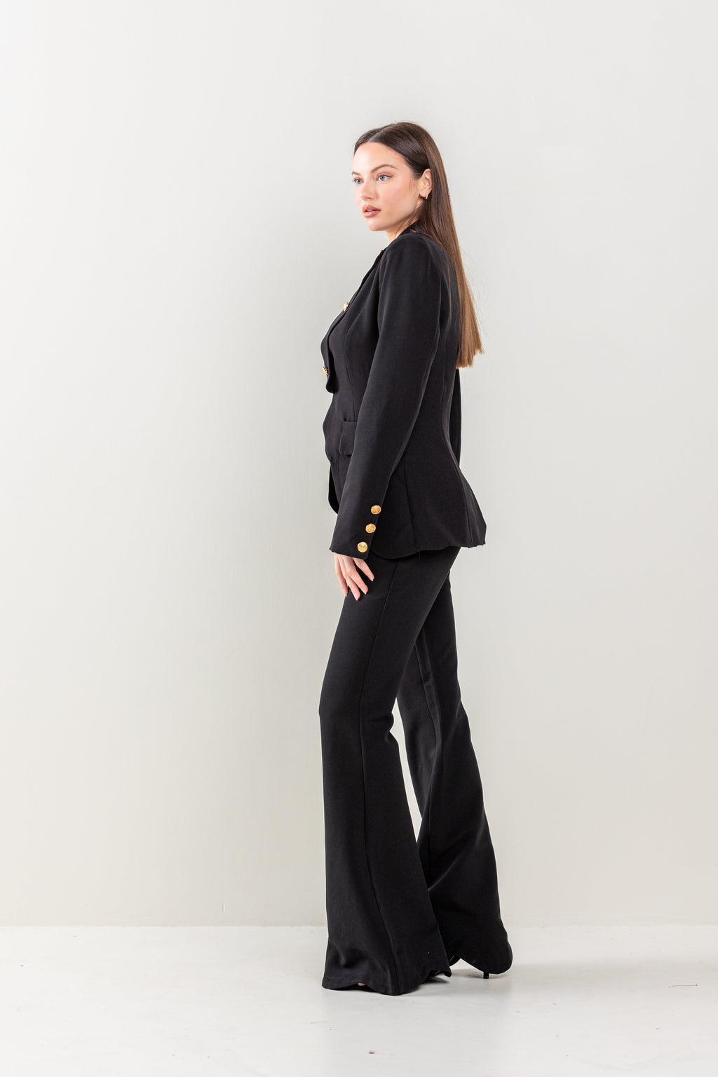 Long Sleeve Button Detail Jacket Pant Set