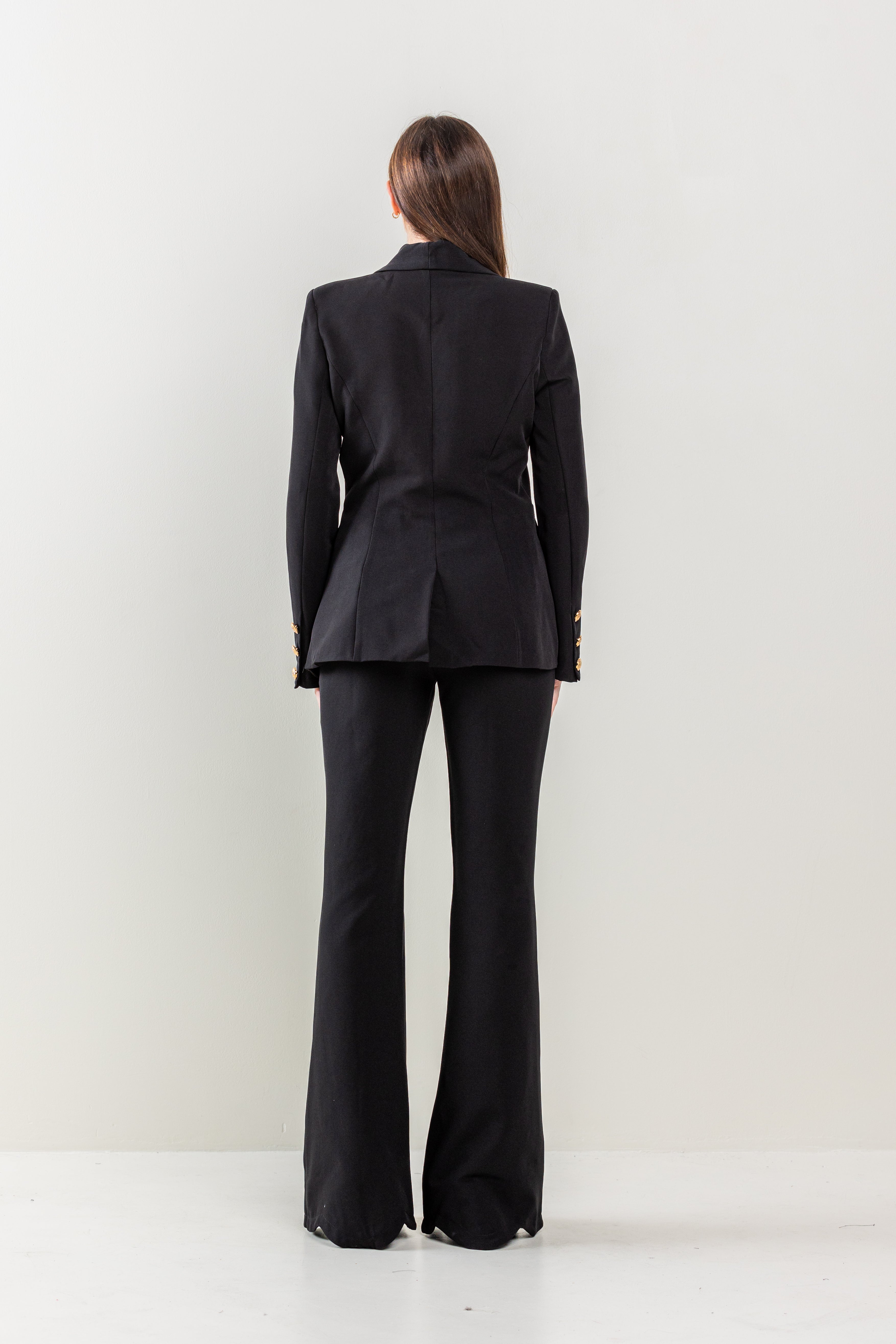 Long Sleeve Button Detail Jacket Pant Set