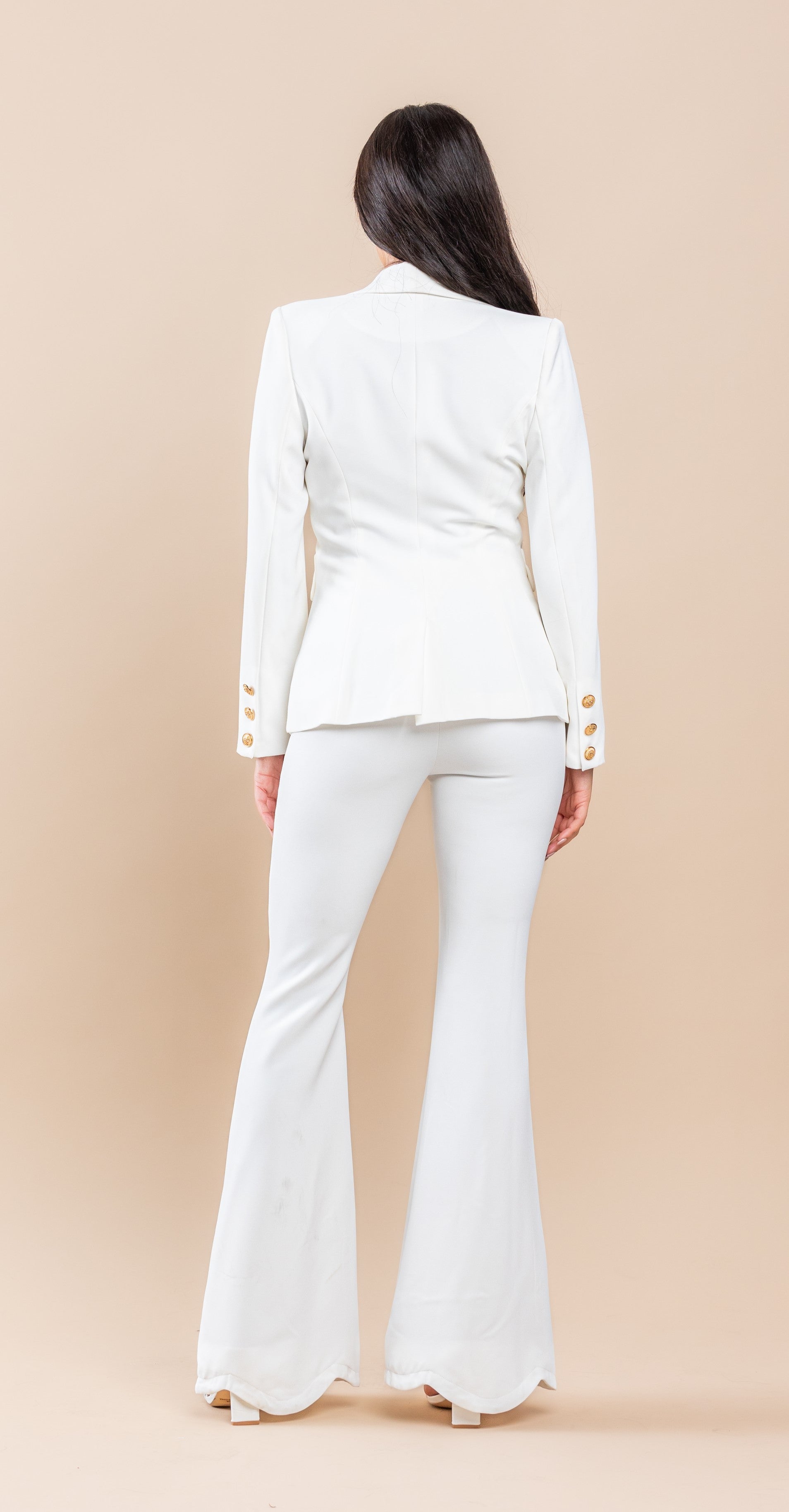 Long Sleeve Button Detail Jacket Pant Set