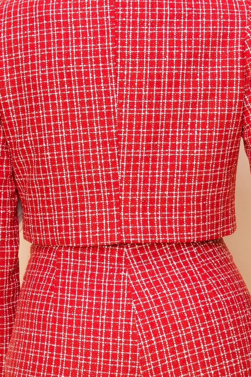 Long Sleeve Blazer Crop Shirt Pant 3 Piece Set