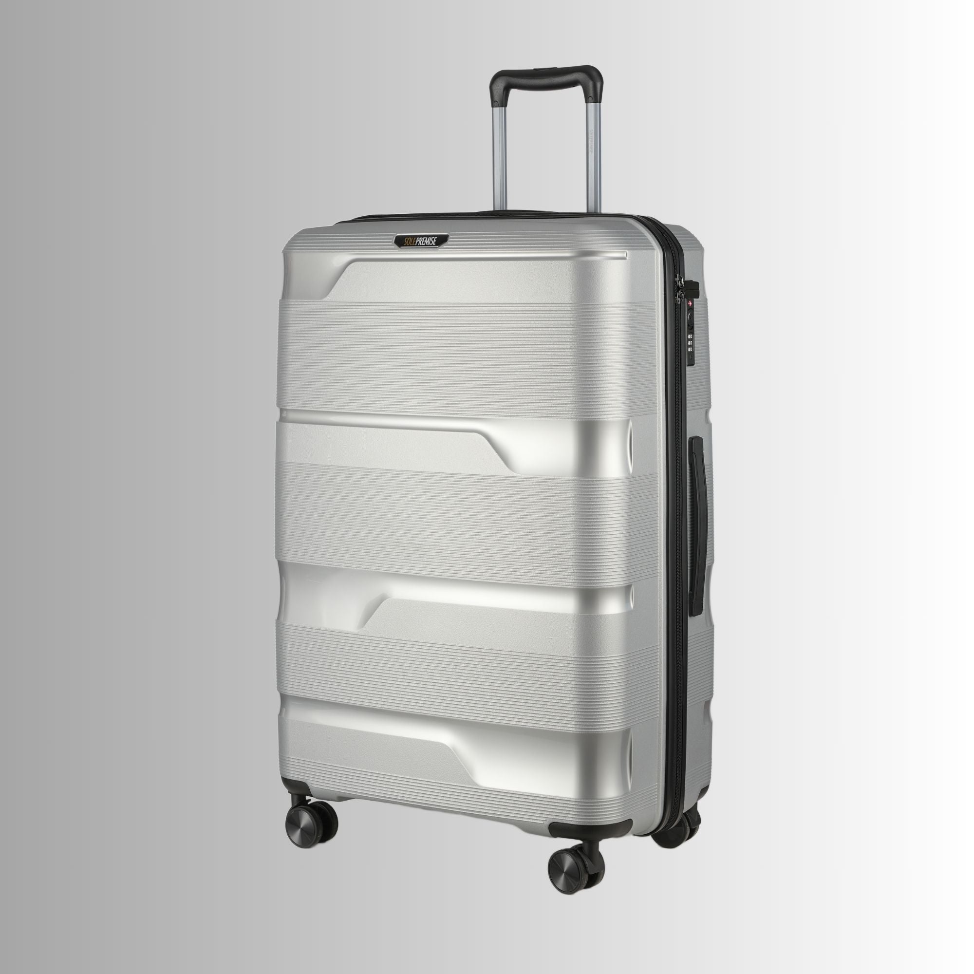 28-inch Silver Hardcase Roller Luggage (360° Wheels & TSA Lock)