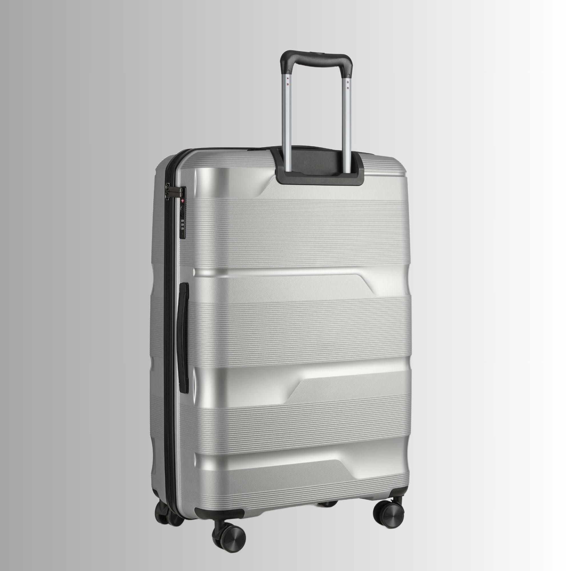 28-inch Silver Hardcase Roller Luggage (360° Wheels & TSA Lock)