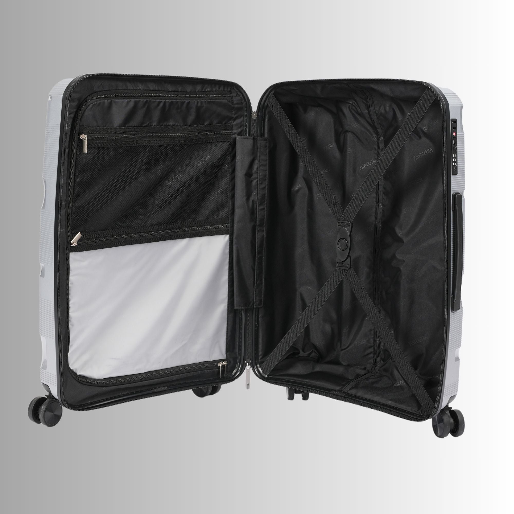 28-inch Silver Hardcase Roller Luggage (360° Wheels & TSA Lock)