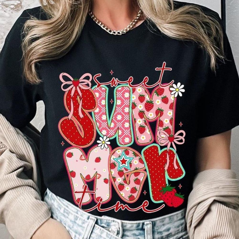 Sweet Summertime Graphic Tee â€?Cute Retro Summer T-Shirt, Aesthetic Beach Vibes, Casual Trendy Outfit