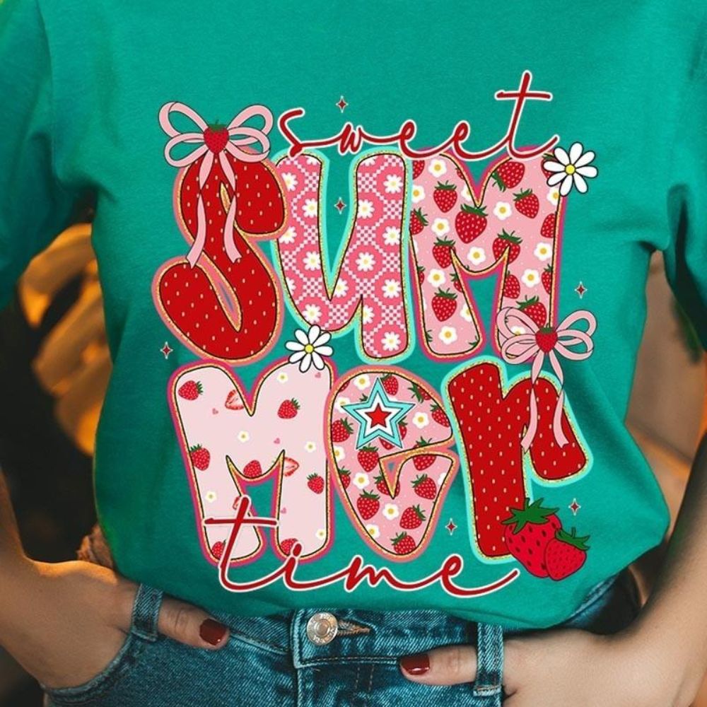 Sweet Summertime Graphic Tee â€?Cute Retro Summer T-Shirt, Aesthetic Beach Vibes, Casual Trendy Outfit
