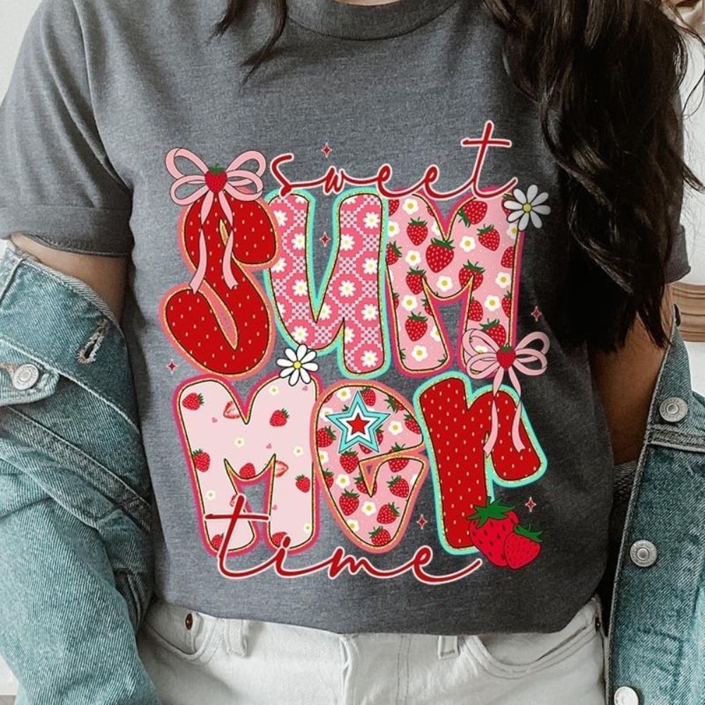 Sweet Summertime Graphic Tee â€?Cute Retro Summer T-Shirt, Aesthetic Beach Vibes, Casual Trendy Outfit