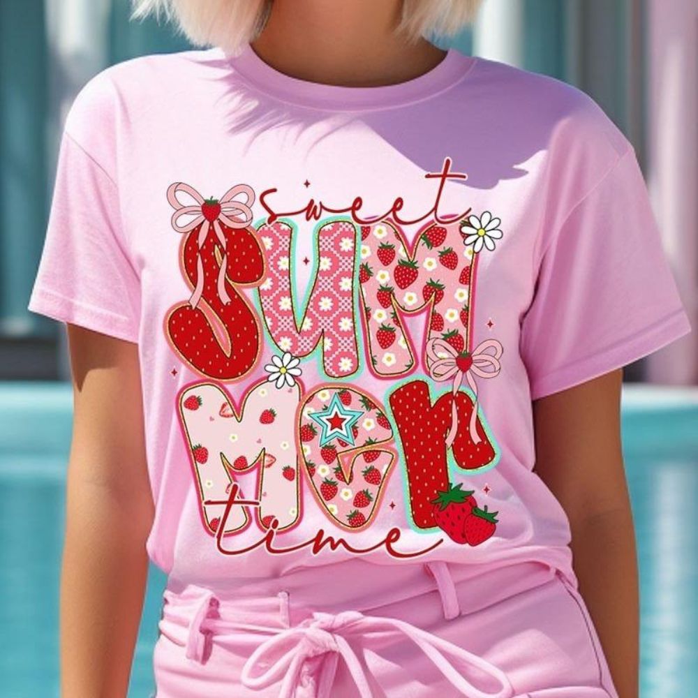 Sweet Summertime Graphic Tee â€?Cute Retro Summer T-Shirt, Aesthetic Beach Vibes, Casual Trendy Outfit