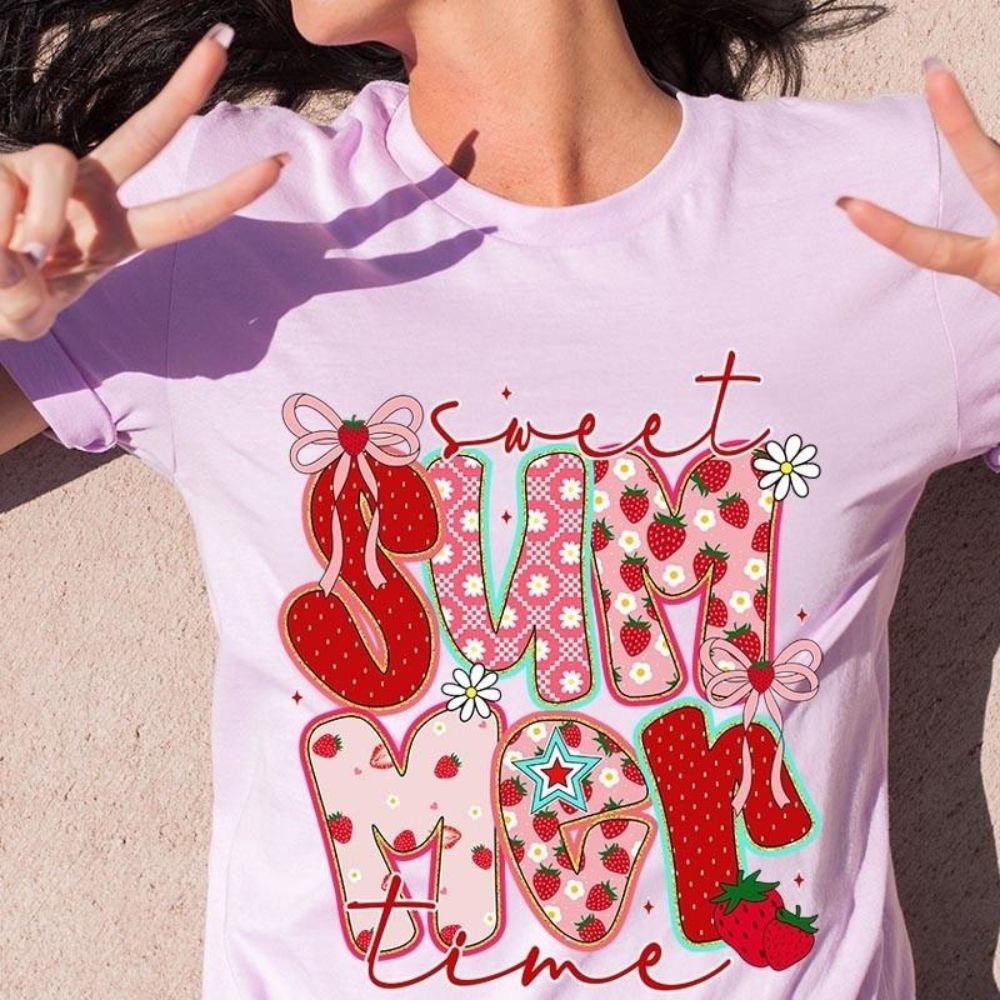 Sweet Summertime Graphic Tee â€?Cute Retro Summer T-Shirt, Aesthetic Beach Vibes, Casual Trendy Outfit