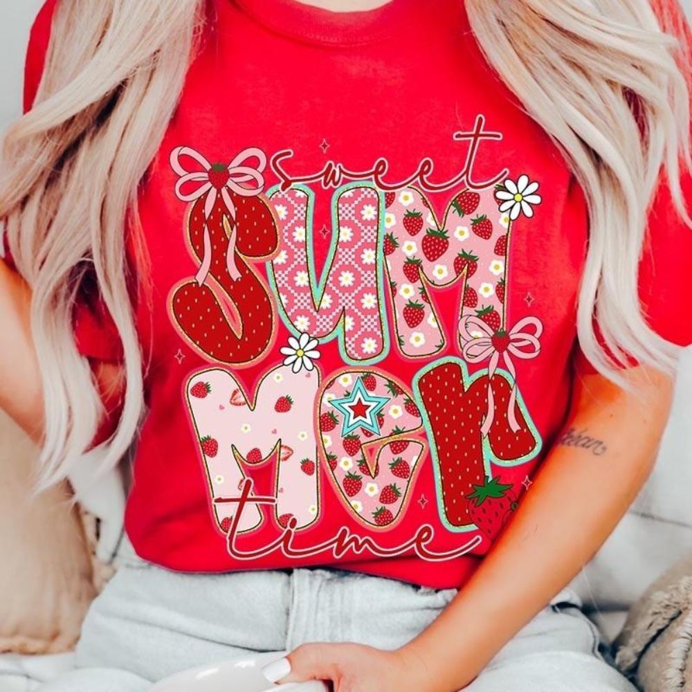 Sweet Summertime Graphic Tee â€?Cute Retro Summer T-Shirt, Aesthetic Beach Vibes, Casual Trendy Outfit