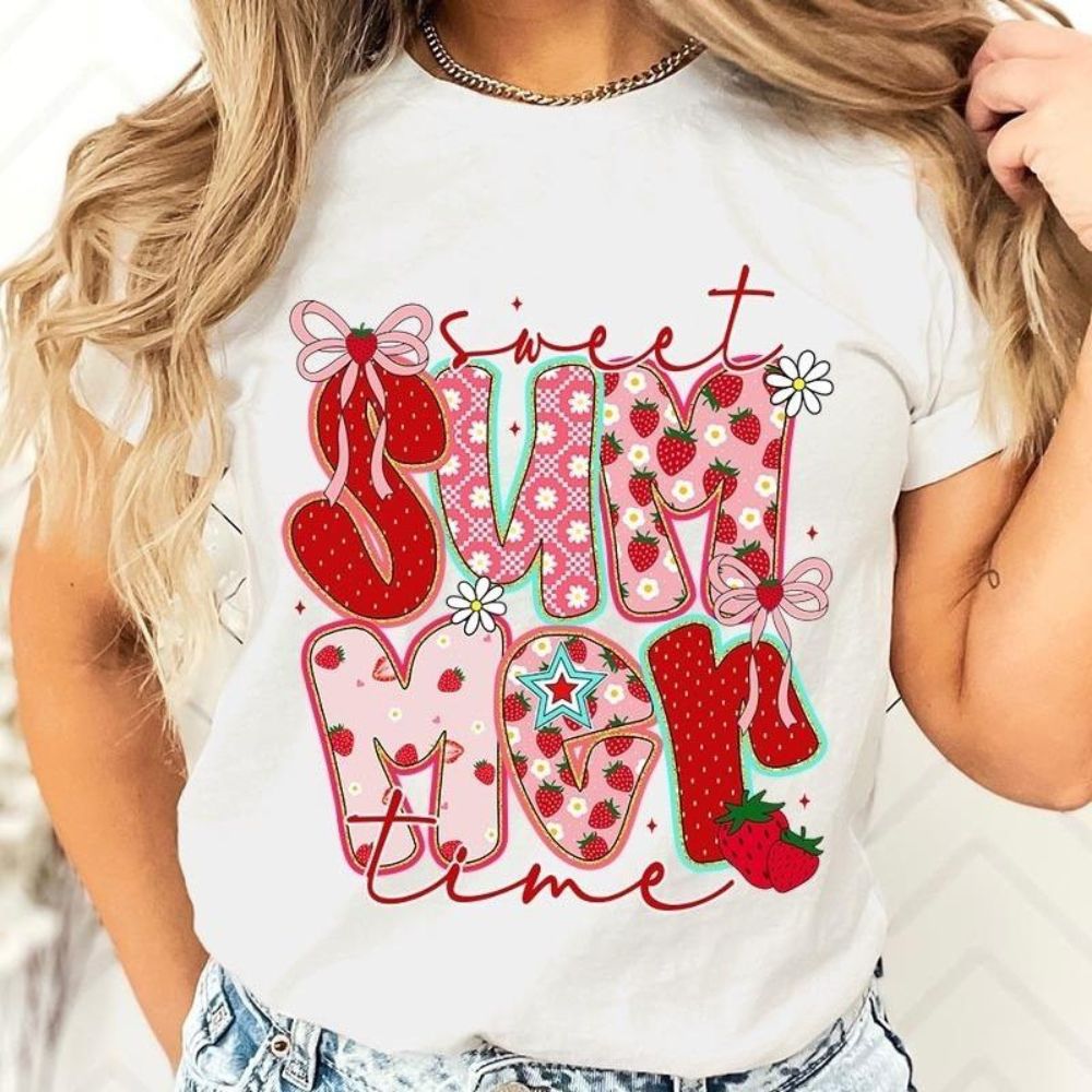 Sweet Summertime Graphic Tee â€?Cute Retro Summer T-Shirt, Aesthetic Beach Vibes, Casual Trendy Outfit