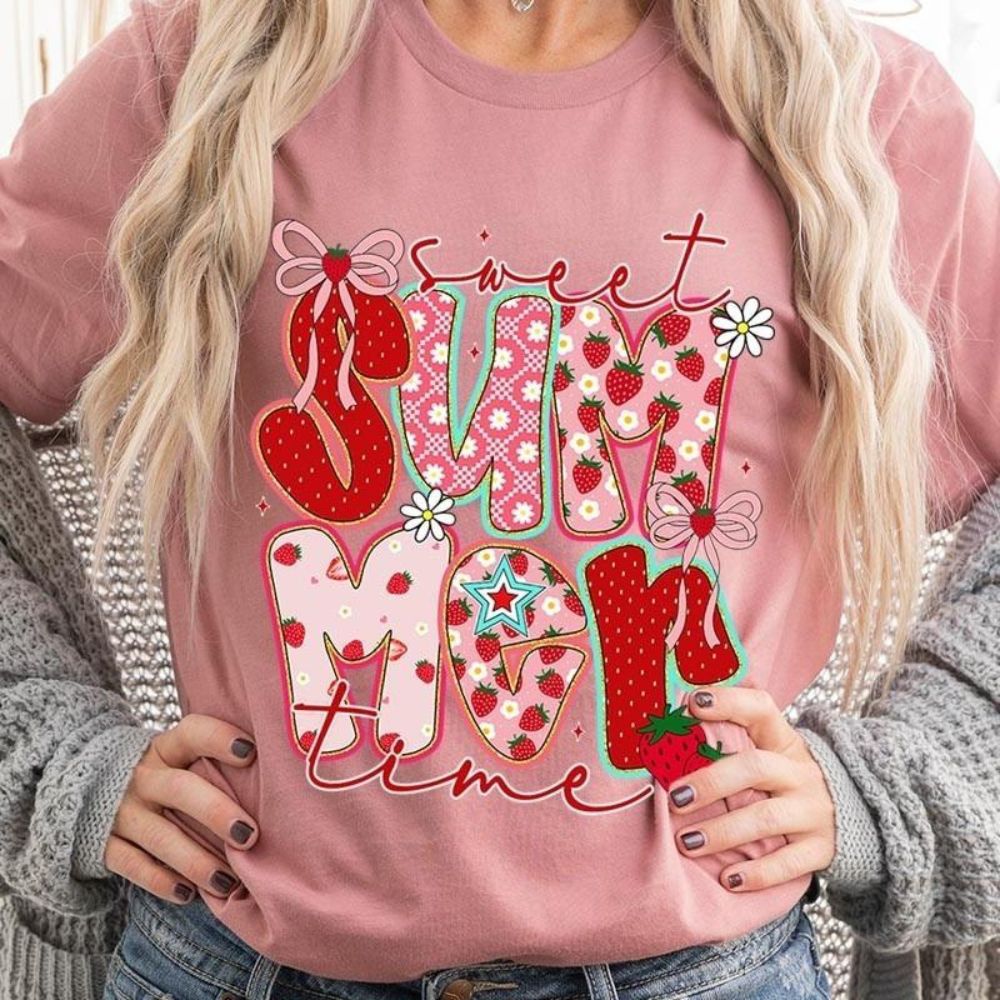 Sweet Summertime Graphic Tee â€?Cute Retro Summer T-Shirt, Aesthetic Beach Vibes, Casual Trendy Outfit
