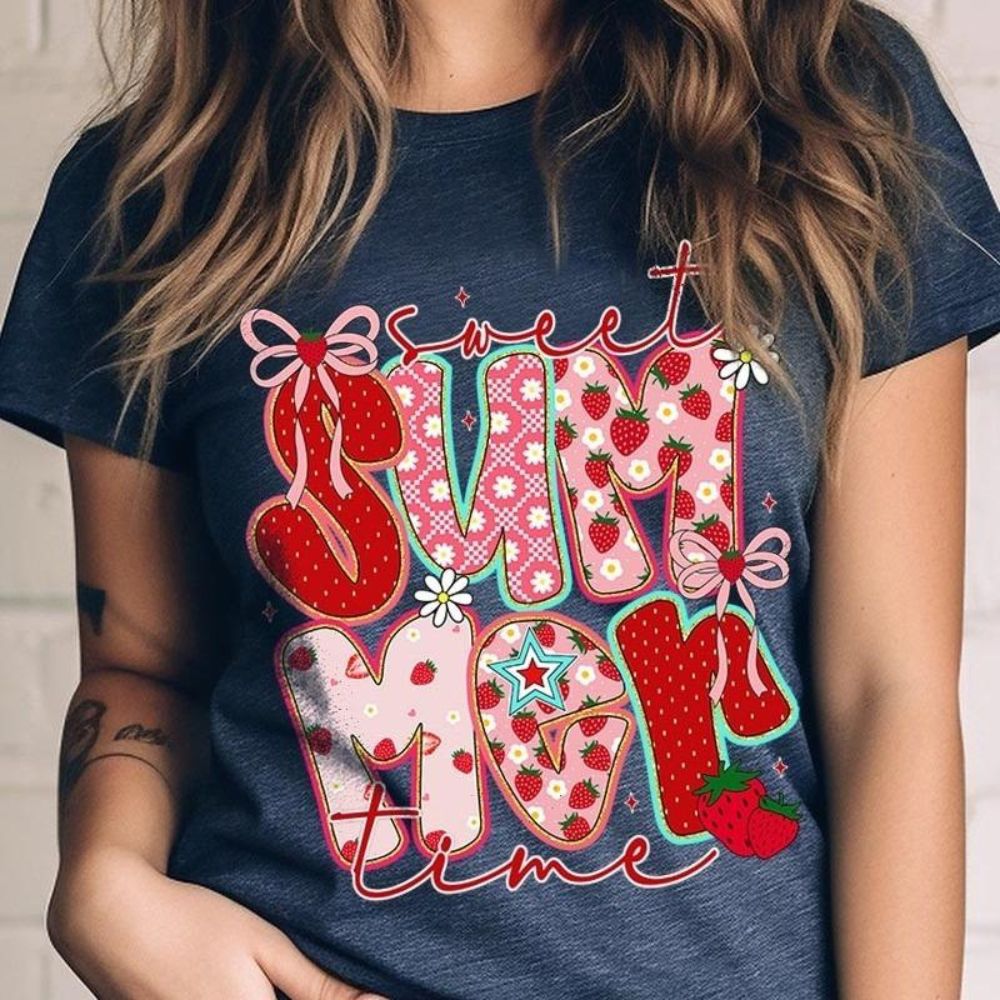 Sweet Summertime Graphic Tee â€?Cute Retro Summer T-Shirt, Aesthetic Beach Vibes, Casual Trendy Outfit