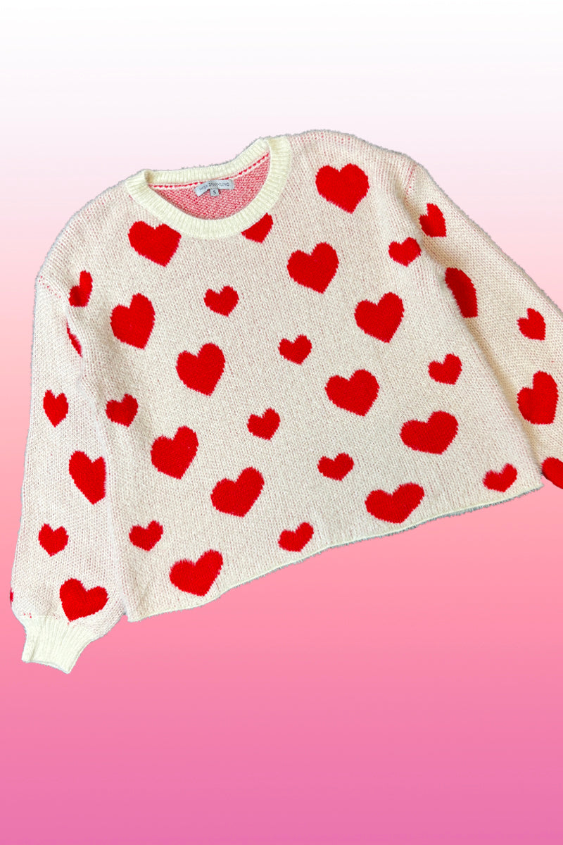 Fuzzy heart sweater