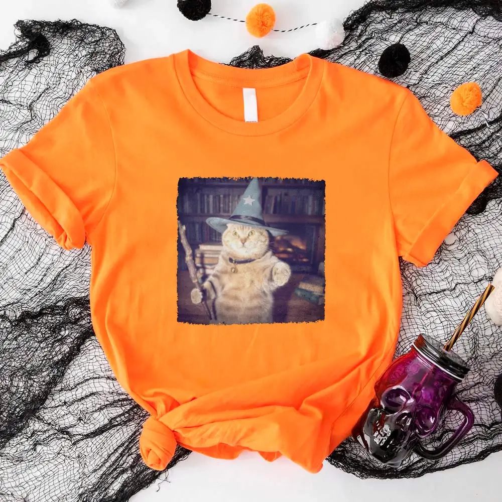 Wizard Cat Halloween Shirt â€?Funny Cat Meme Graphic Tee