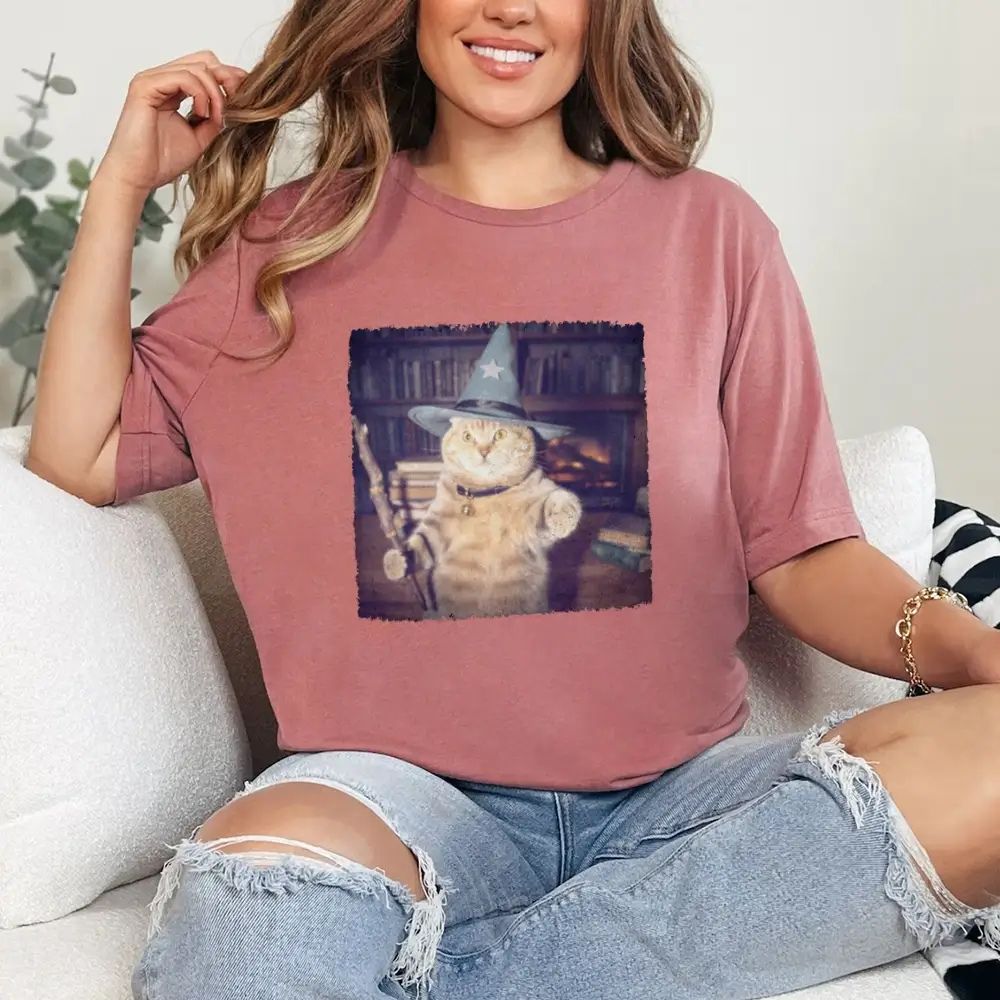 Wizard Cat Halloween Shirt â€?Funny Cat Meme Graphic Tee