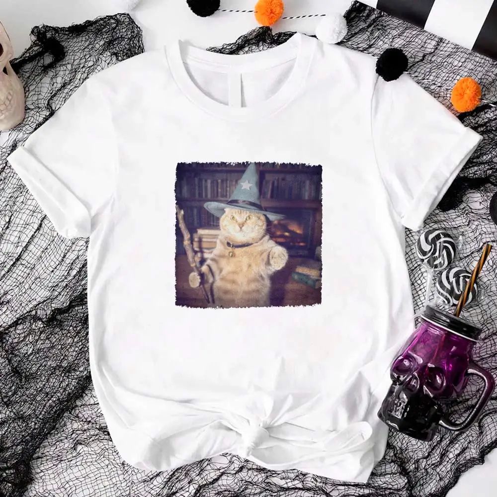 Wizard Cat Halloween Shirt â€?Funny Cat Meme Graphic Tee