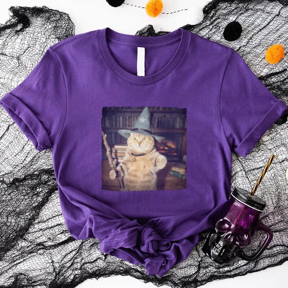 Wizard Cat Halloween Shirt â€?Funny Cat Meme Graphic Tee
