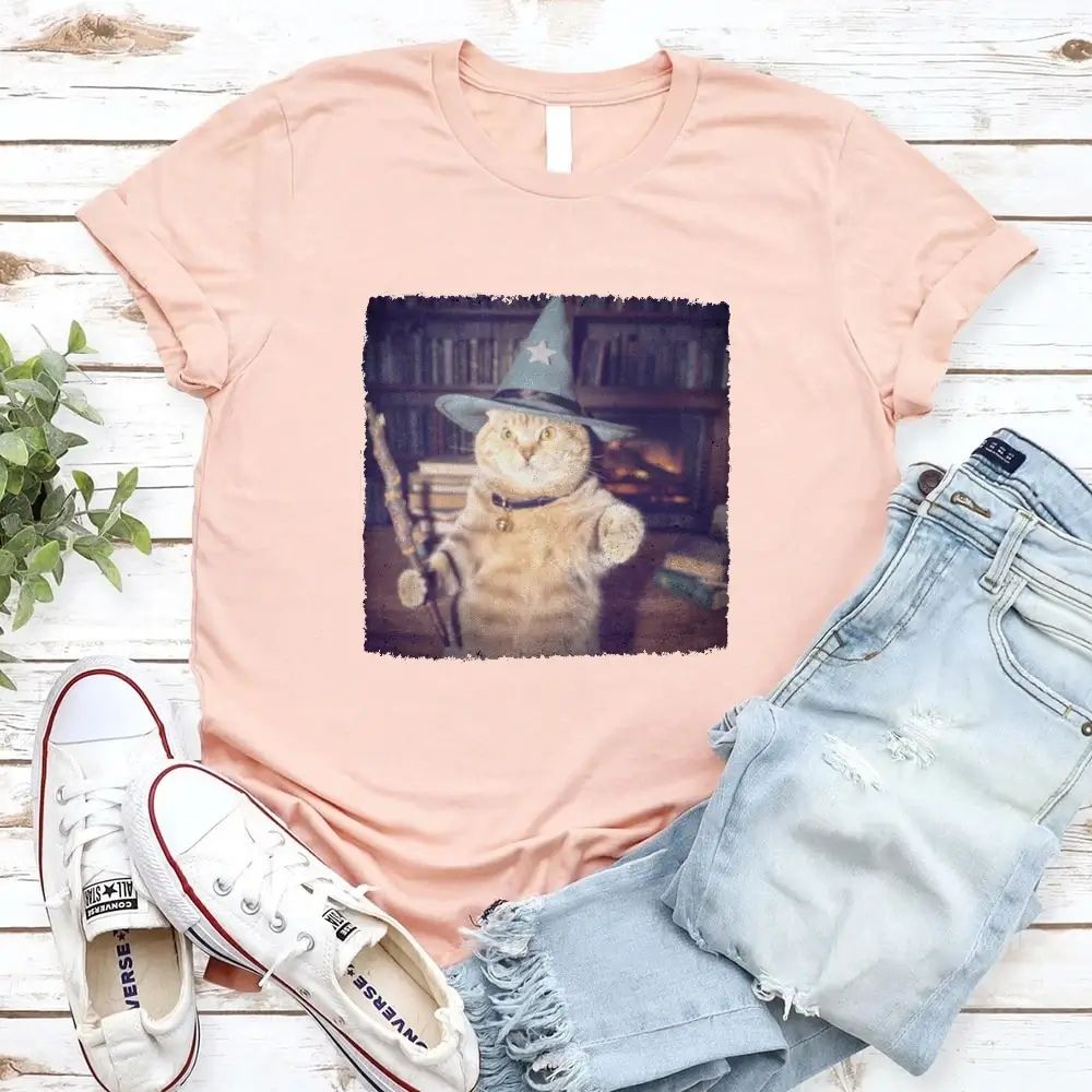 Wizard Cat Halloween Shirt â€?Funny Cat Meme Graphic Tee