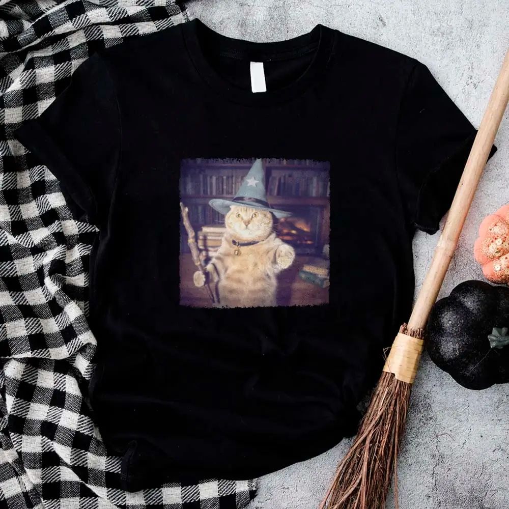 Wizard Cat Halloween Shirt â€?Funny Cat Meme Graphic Tee