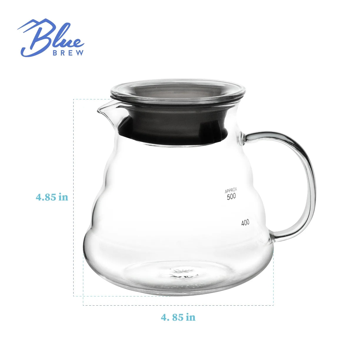 BLUE BREW Ceramic Pour Over Coffee Dripper & Borosilicate Glass Server Set â€?Premium Single-Serve Coffee Maker with Heat-Resistant Carafe