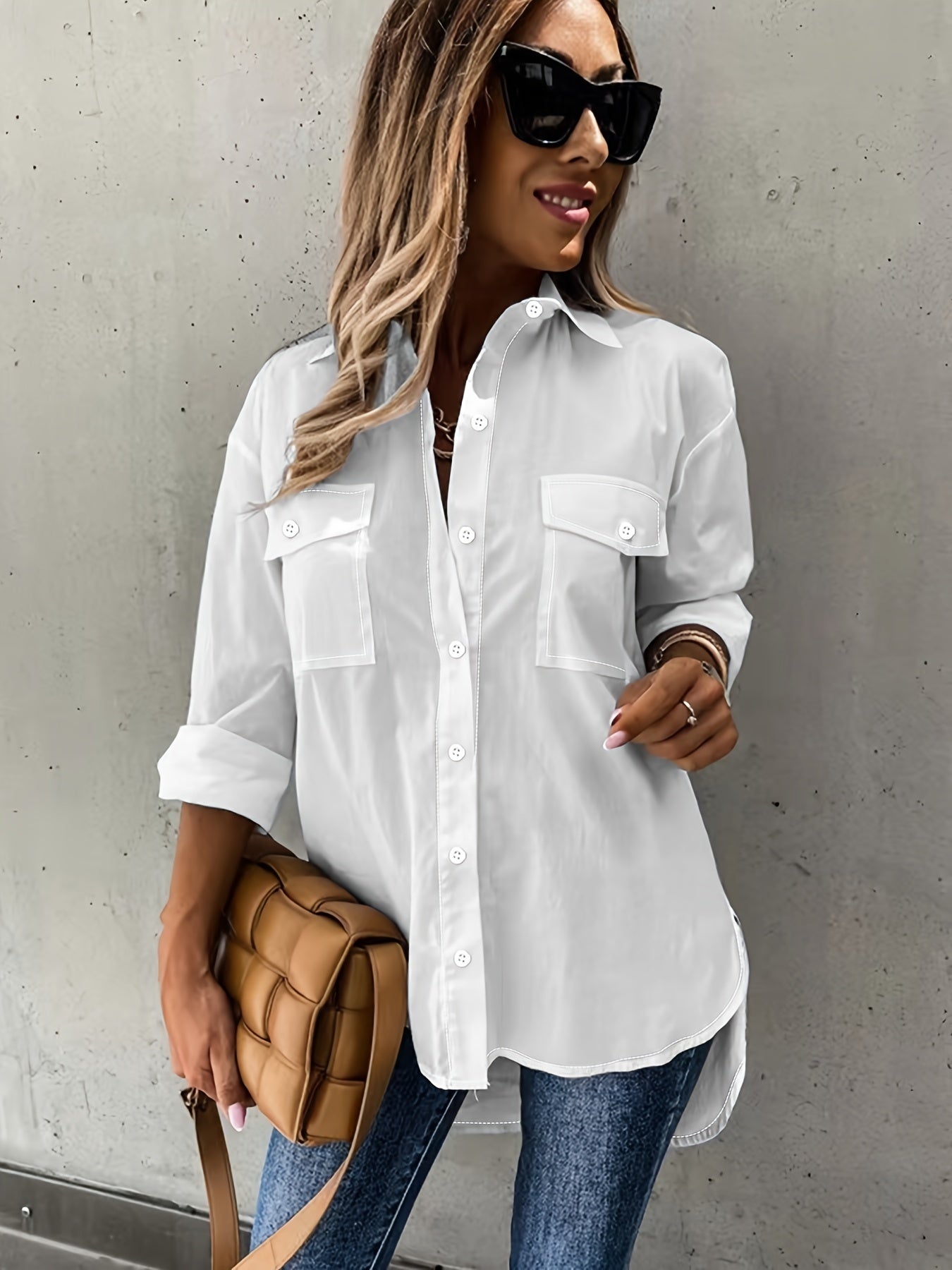Women's Casual Long Sleeve Shirt with Pocket