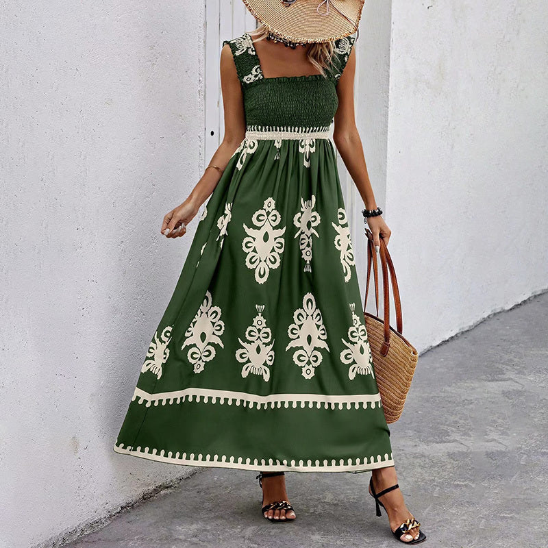 Women's Wide-Strap Printed Maxi Dress