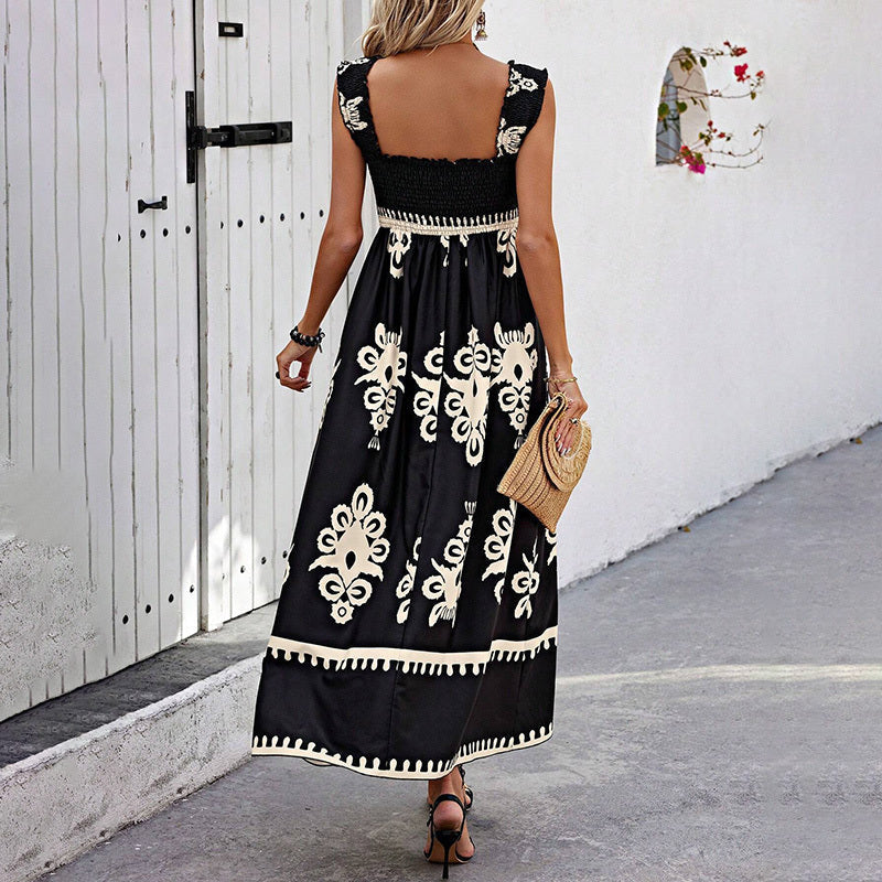 Women's Wide-Strap Printed Maxi Dress