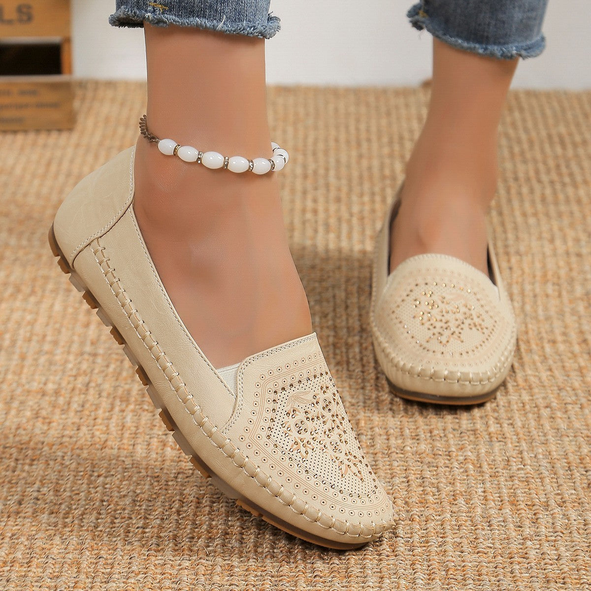 Women's Handmade Gommino Driving Shoes â€?Solid‑Color Casual Flats