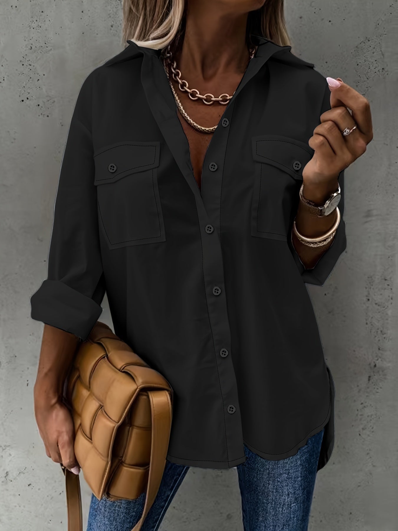 Women's Casual Long Sleeve Shirt with Pocket