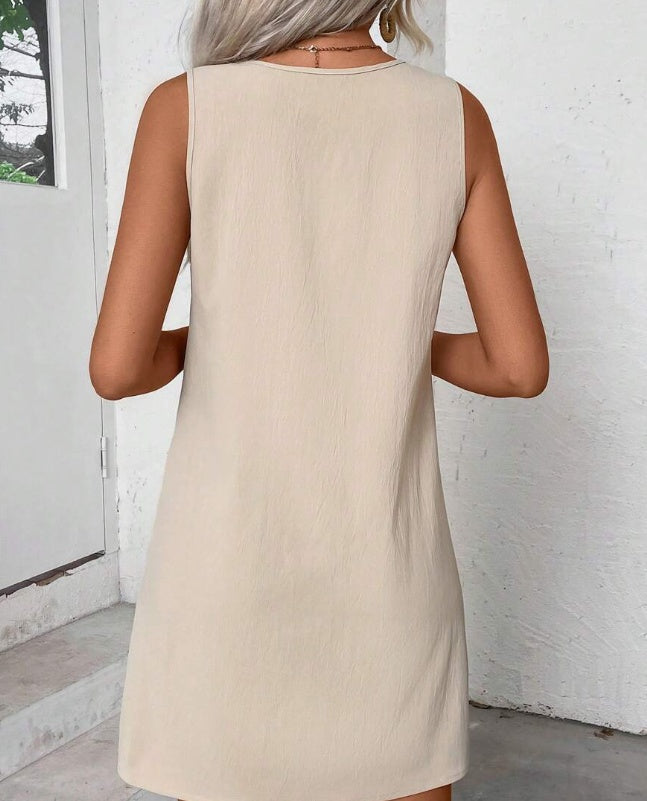 Women's Solid‑Color Sleeveless A‑Line Dress