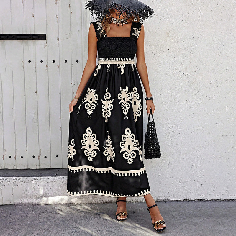 Women's Wide-Strap Printed Maxi Dress