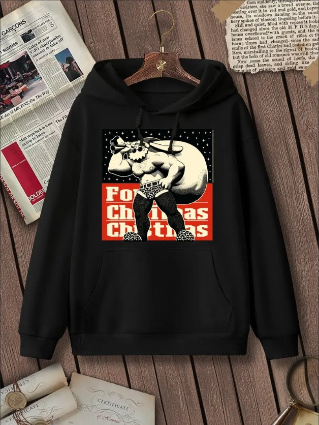 Christmas Santa Claus Hoodie â€?Kawaii Graffiti Snow Print Sweatshirt