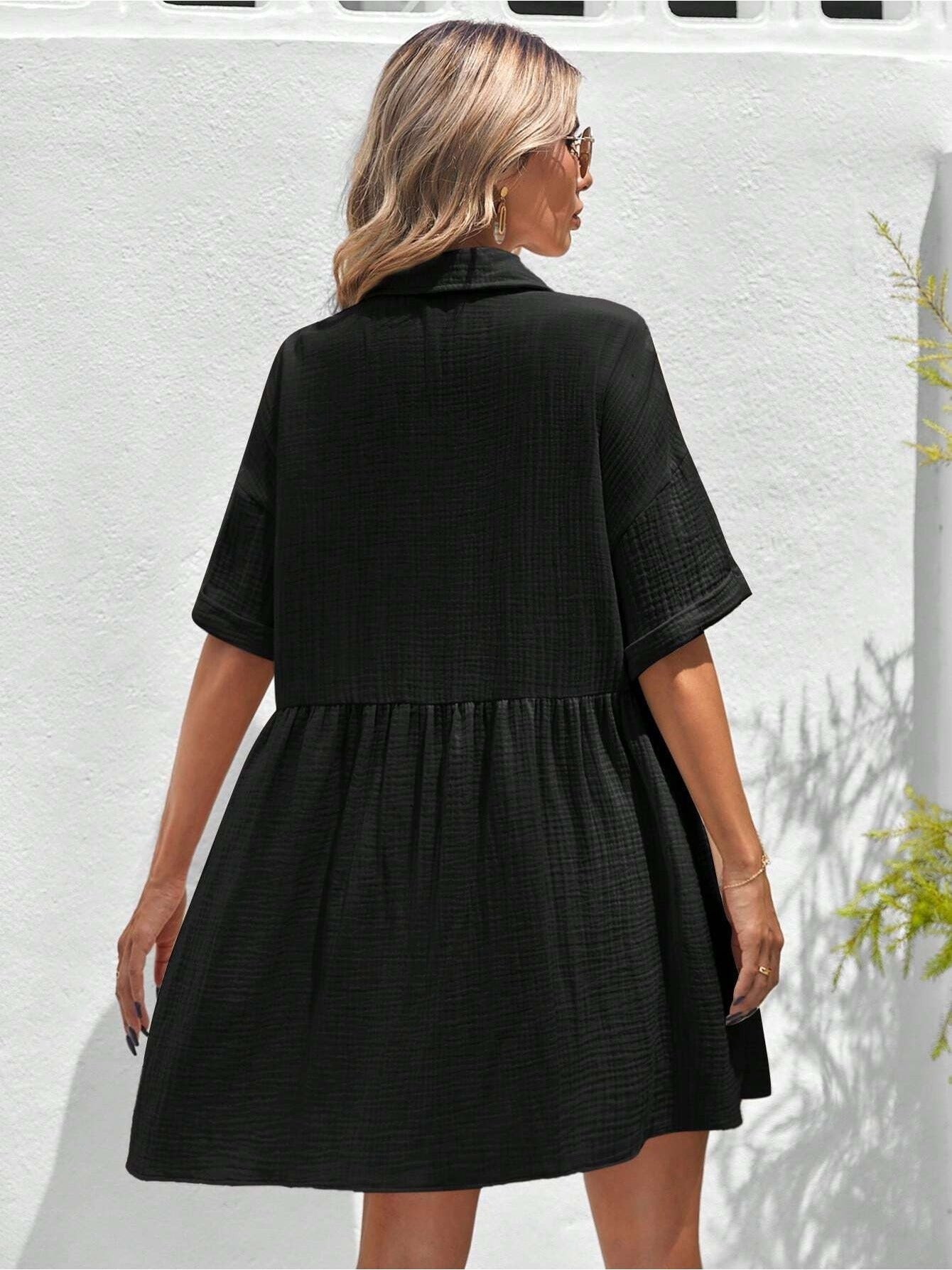 Women's Ruffle Hem Shirt Dress â€?Loose Fit Summer Holiday Style