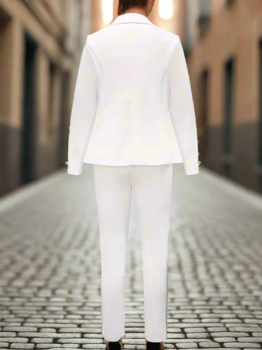 Women's Double-Breasted Blazer & Slim Trousers Set