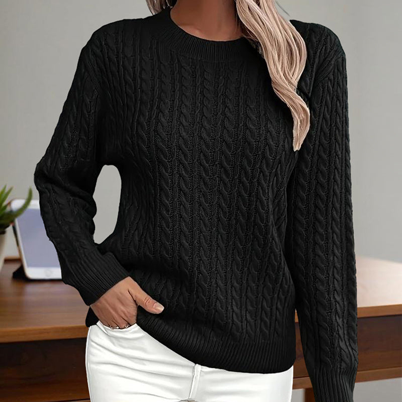 Women's Textured Crew‑Neck Pullover Top