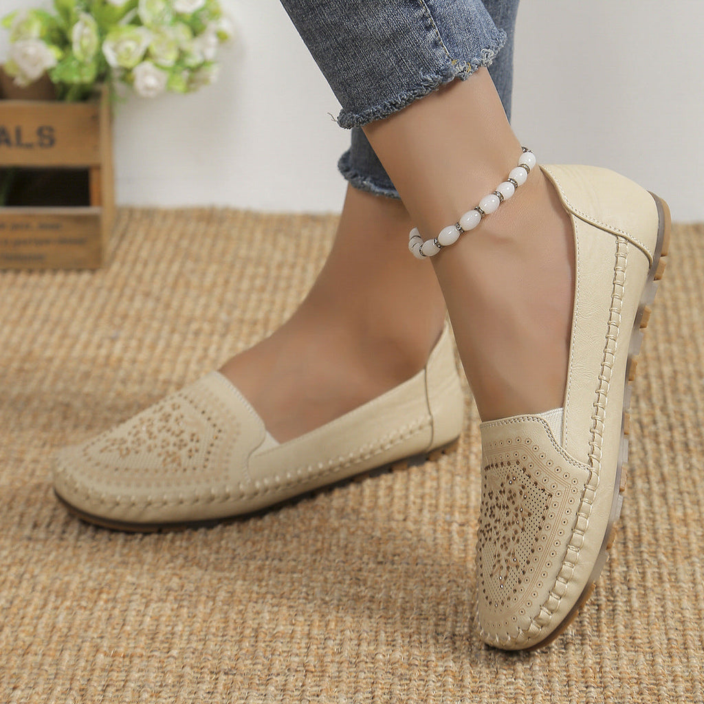 Women's Handmade Gommino Driving Shoes â€?Solid‑Color Casual Flats
