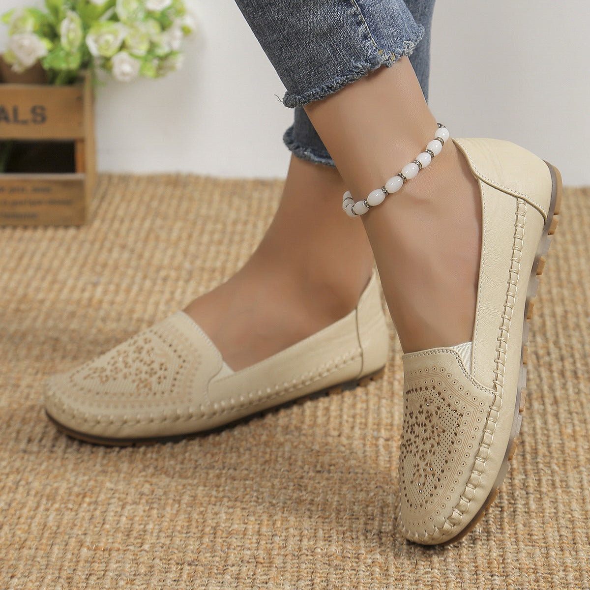 Women's Handmade Gommino Driving Shoes â€?Solid‑Color Casual Flats