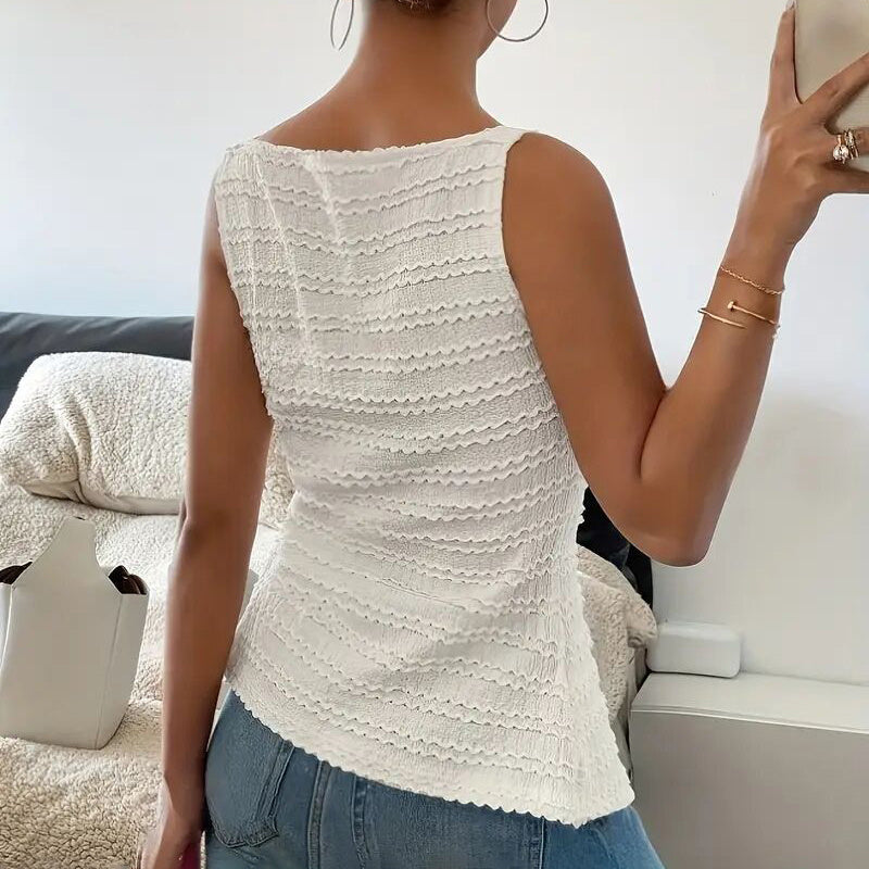 Trendy Square Neck Button Up Vest Top Y2k Going Out Tank Tops