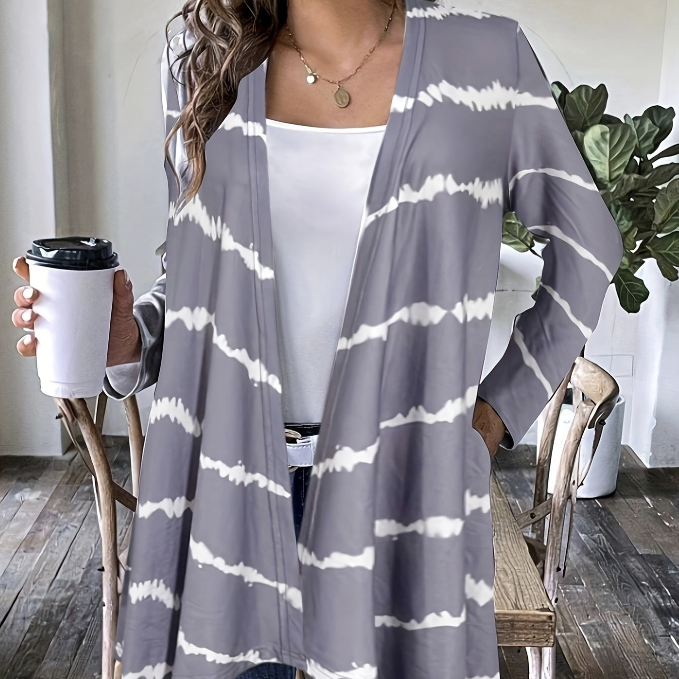 Women's Printed Open Jacket